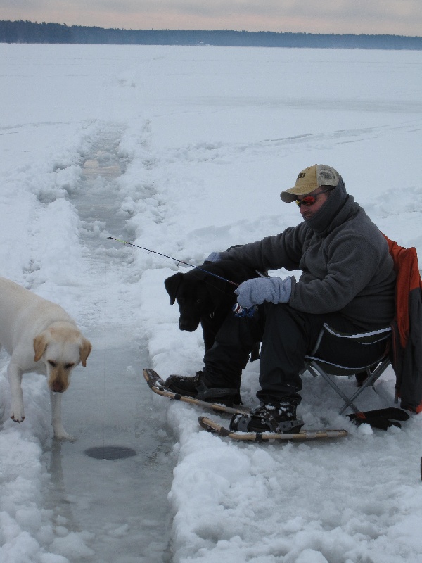 ice fishing Sebago lake